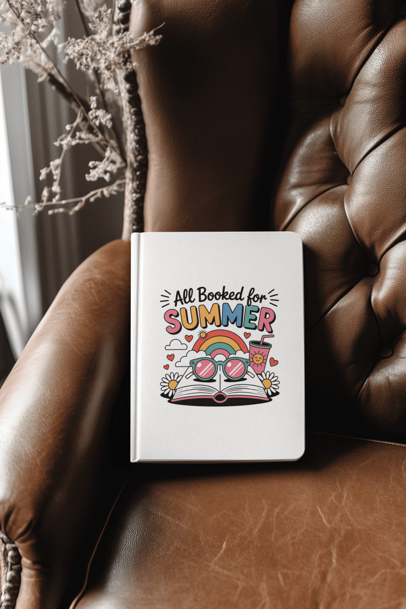 The All Booked for Summer Journal by Mirabilia Boutique features a colorful, book-themed design—perfect cute stationery for bookworms and readers.