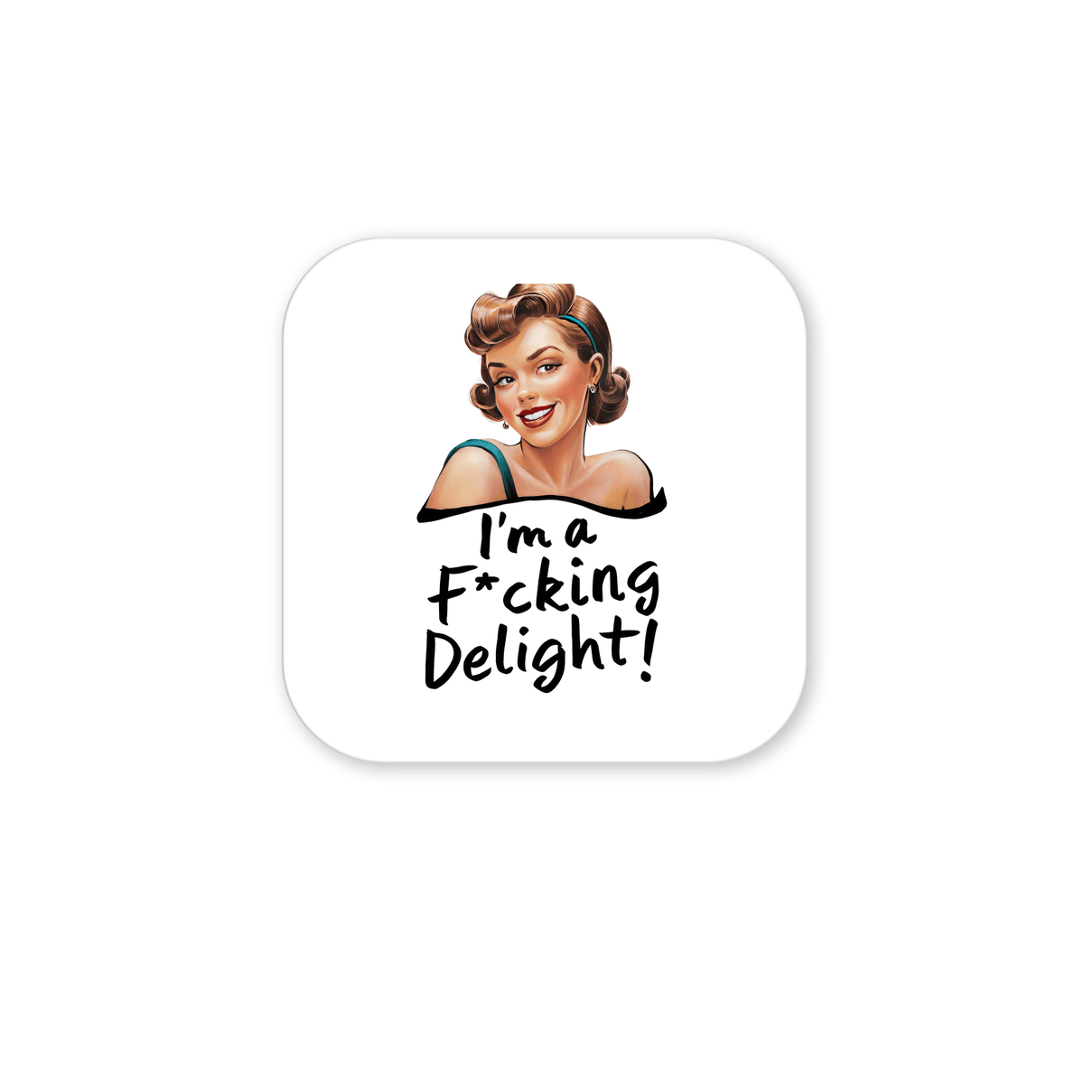 The Mirabilia Boutique "I’m a F*cking Delight" Magnet is a 3x3 retro-style UV printed magnet, featuring bold text and vintage flair—perfect as a funny, sassy gift for friends, coworkers, or yourself.