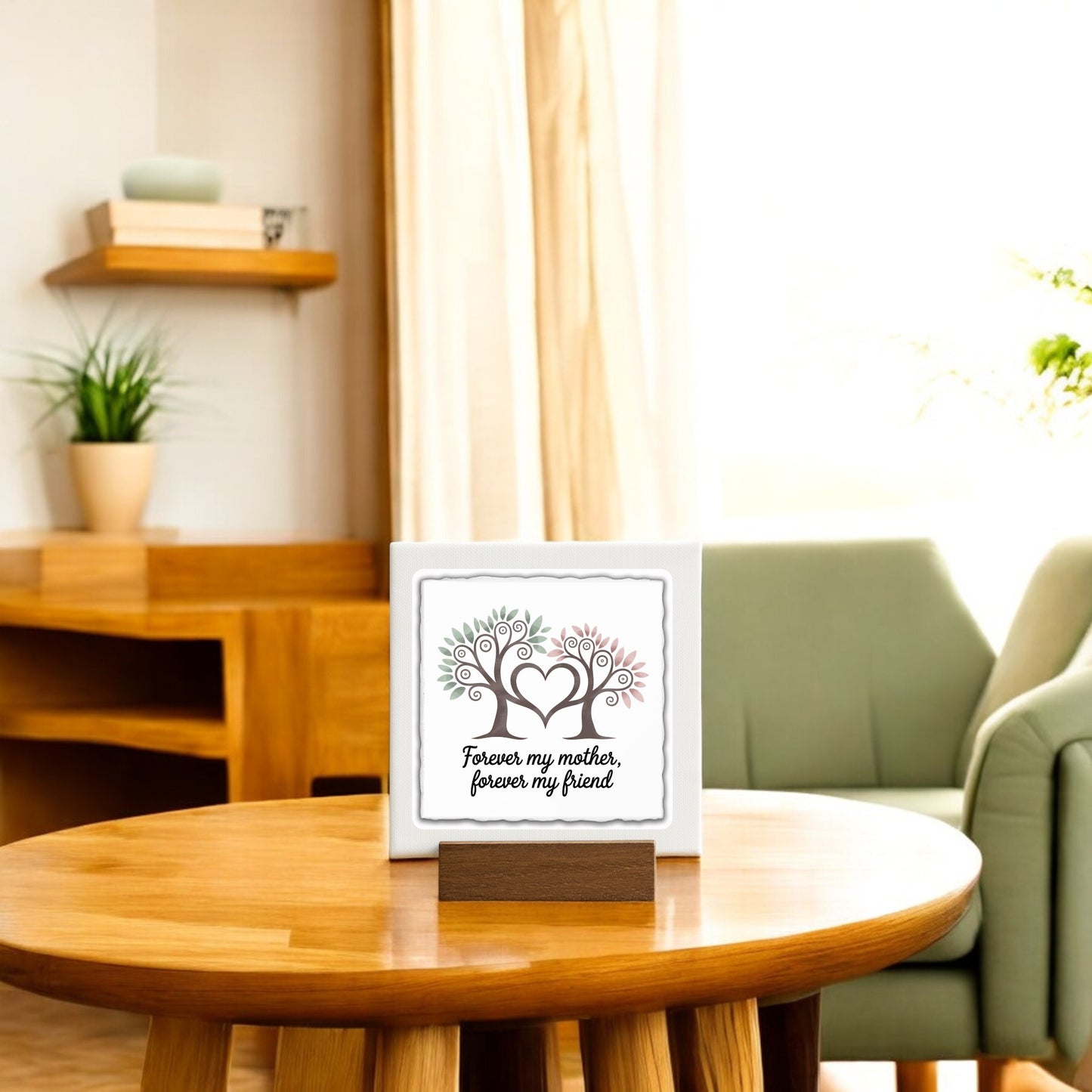 The Mirabilia Boutique "Forever My Mother Mini Sign" features a tree and heart design with the message “Forever my mother, forever my friend”—a perfect Mother’s Day gift or keepsake for any cozy living room.