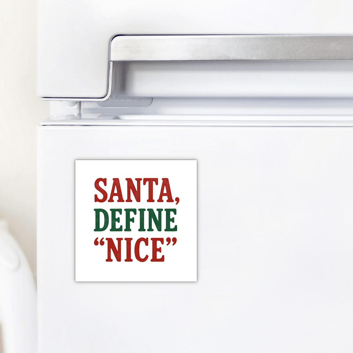 The Mirabilia Boutique Santa Define Nice Magnet is a funny Christmas fridge gift—perfect as a stocking stuffer or holiday gag present to make everyone laugh.