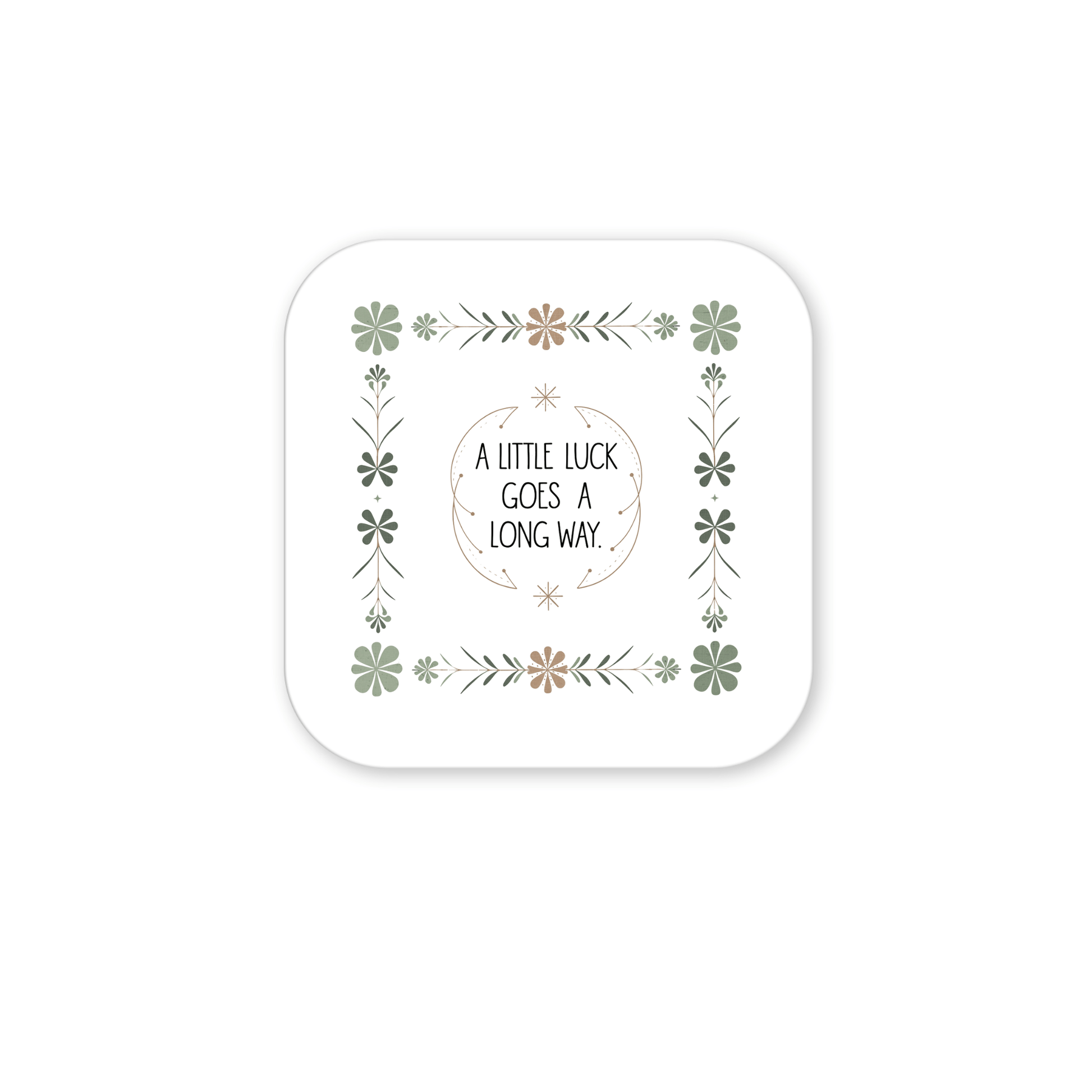 The "A Little Luck Goes a Long Way Magnet" by Mirabilia Boutique features vintage floral borders and an elegant phrase at its center, making it a charming lucky accent for your space.