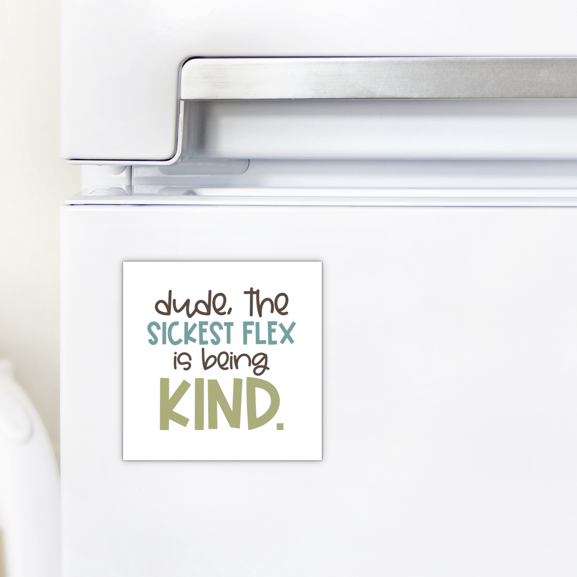 The Mirabilia Boutique "Sickest Flex Is Being Kind" Magnet features playful, multicolored fonts—perfect as a teacher gift or cheerful classroom décor.