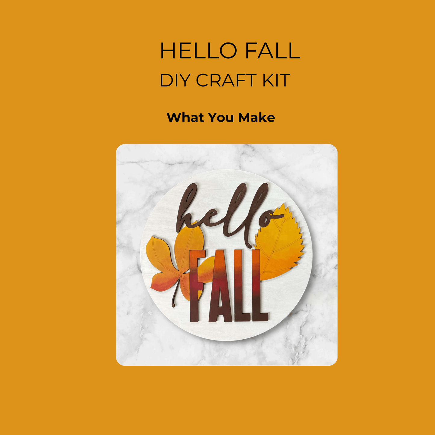 The Mirabilia Boutique Hello Fall Paint Kit is a DIY autumn wall sign featuring “hello FALL” in dark and orange letters with autumn leaves—perfect for seasonal decor or paint-your-own projects.