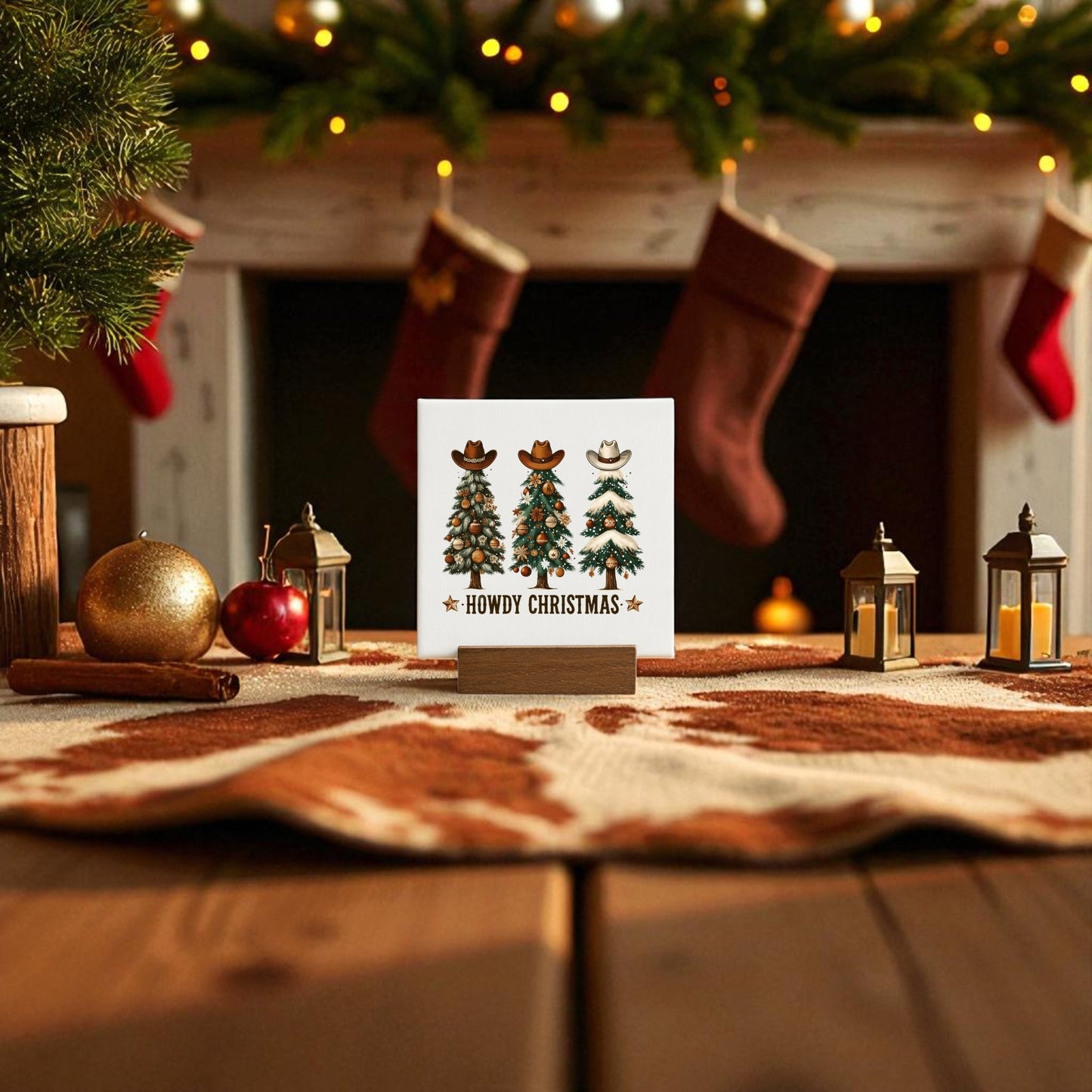 Create a cozy Western holiday vibe with Mirabilia Boutique’s Howdy Christmas Mini Sign, featuring cowboy-hat trees, stockings, rustic decor, garland, and warm lights—a perfect addition to your festive shelf décor.