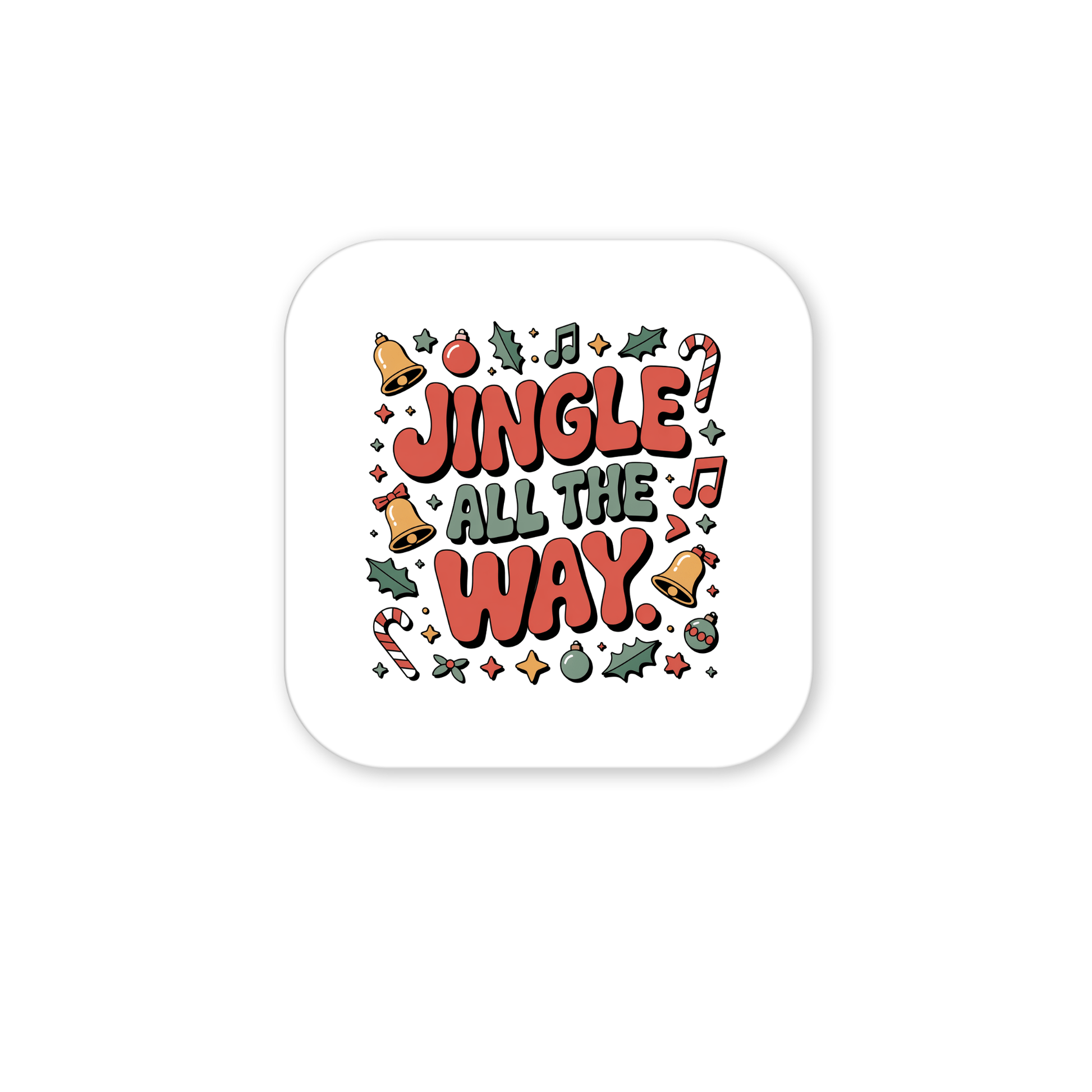 Add festive cheer to your home with the Mirabilia Boutique "Jingle All the Way" magnet—featuring bold red letters and cute holiday icons. Perfect as a Christmas fridge décor gift or stocking stuffer!.