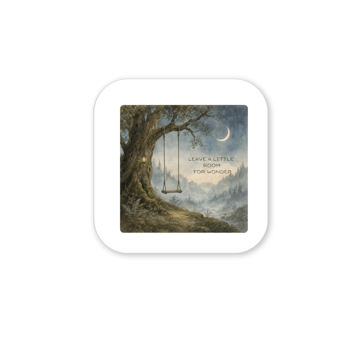 Transform your space with the "Leave a Little Room for Wonder Magnet" from Mirabilia Boutique. Featuring a tree swing overlooking a misty forest under a crescent moon, this enchanting fridge magnet invites woodland magic into your home. Perfect for nature-themed décor, it’s adorned with the inspirational message: "Leave a little room for wonder.