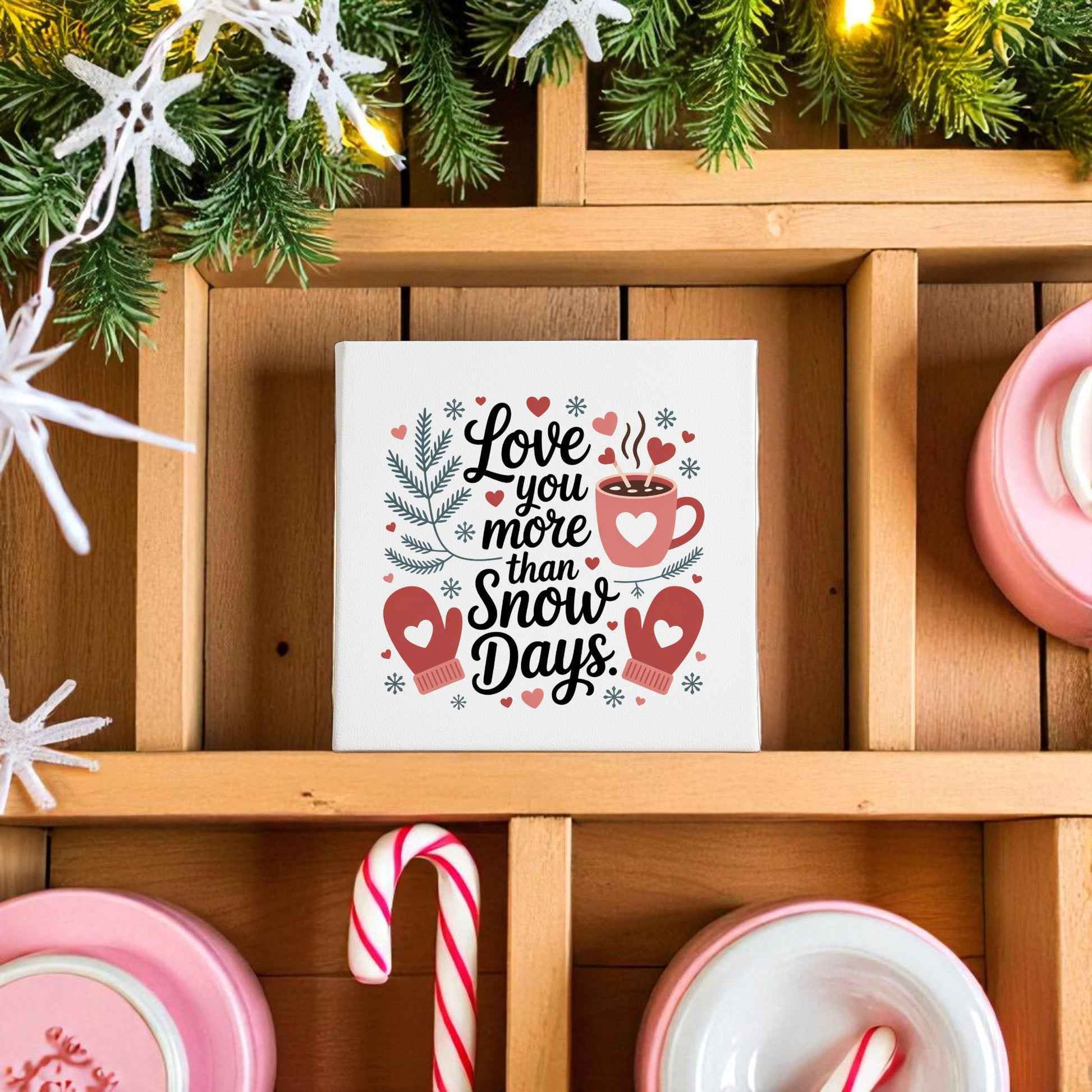 The Love You More Than Snow Days Print by Mirabilia Boutique is a charming winter wall art gift, perfect for holiday décor and adding a cozy, romantic touch to your space.