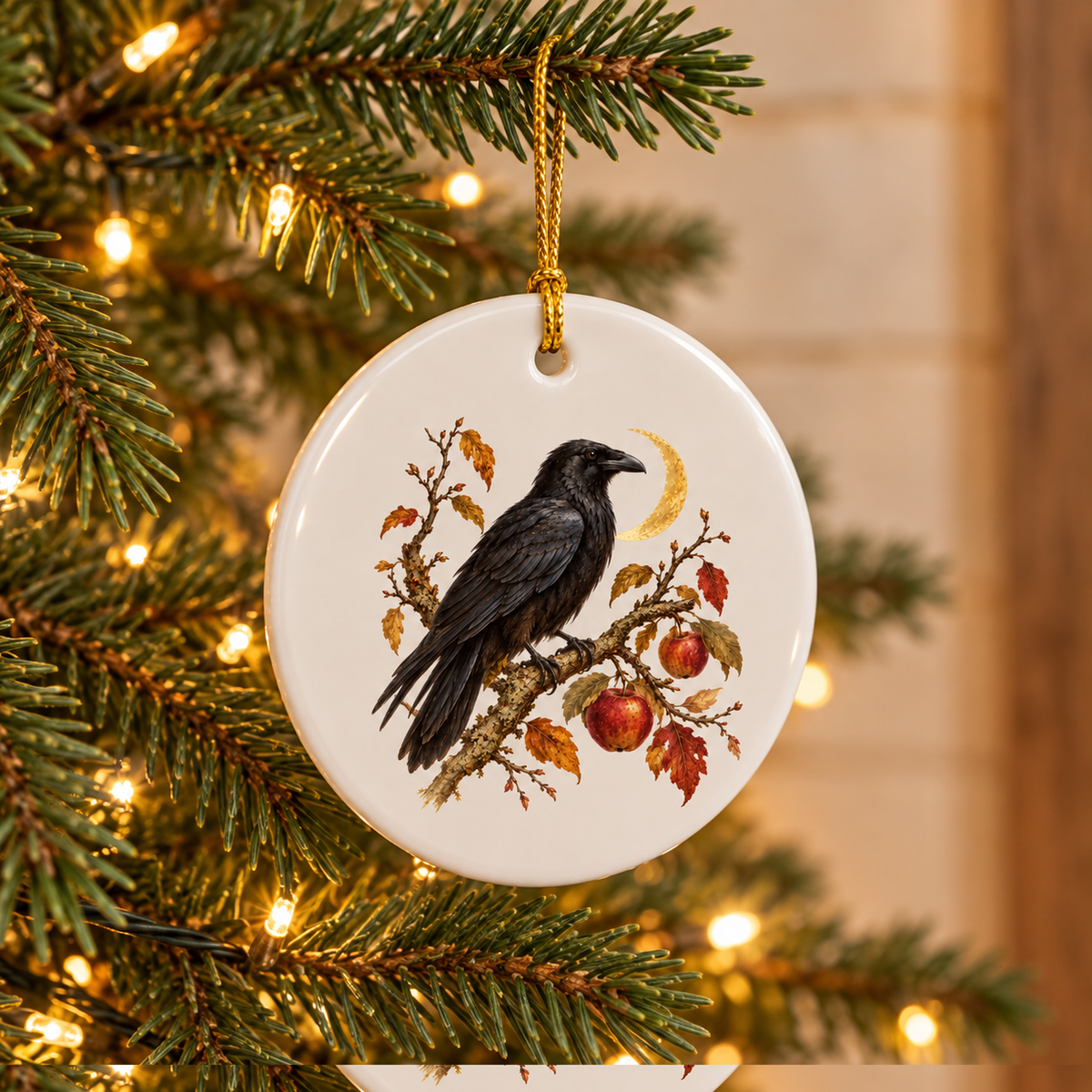 The Orchard Sentinel Raven Ceramic Ornament