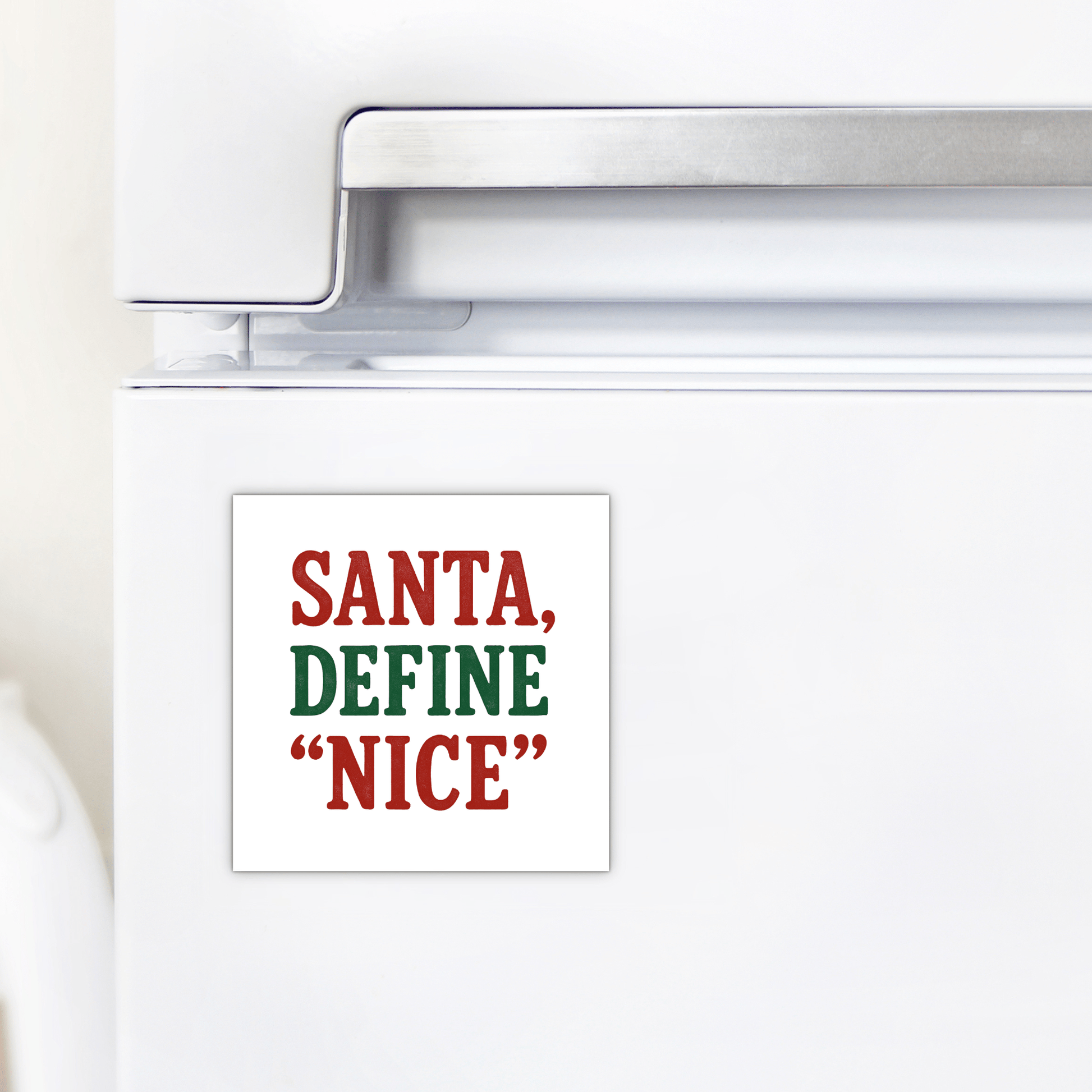 The Mirabilia Boutique Santa Define Nice Magnet is a funny Christmas fridge gift—perfect as a stocking stuffer or holiday gag present to make everyone laugh.