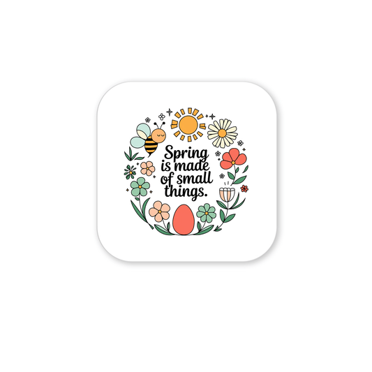 Bring cheer to your fridge with the "Spring Is Made of Small Things Floral Magnet" by Mirabilia Boutique. Featuring flowers, a bee, sun, and egg in pastel colors, this playful magnet makes a delightful Easter gift.
