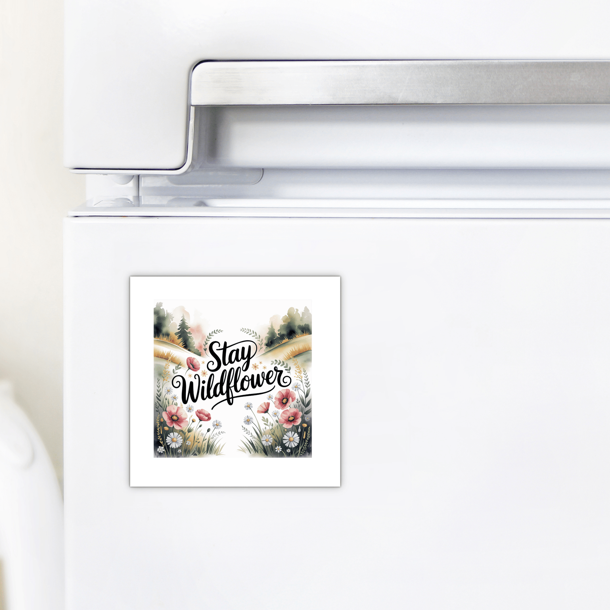 Adorn your fridge with the Stay Wildflower Magnet by Mirabilia Boutique—a floral quote with decorative script and wildflower art, perfect for meadowcore decor or as a cute locker accessory.
