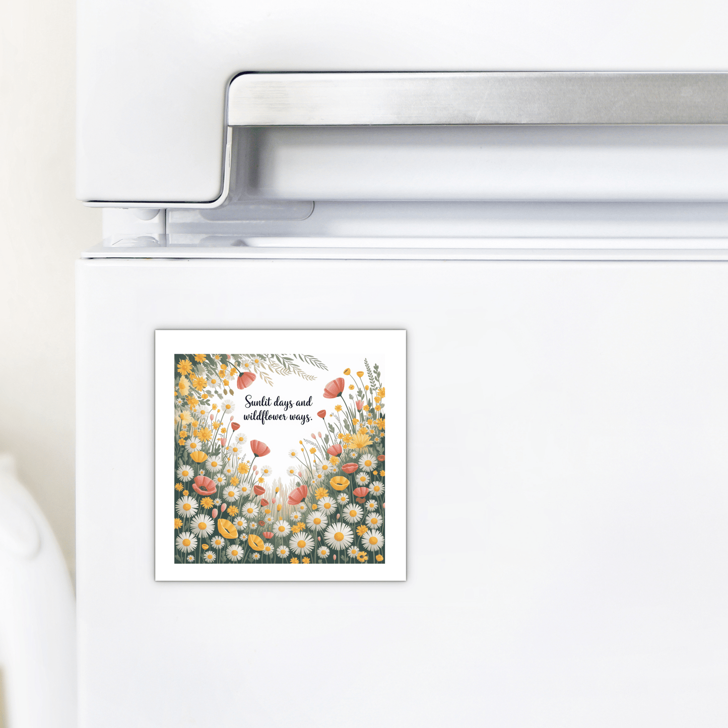 The Sunlit Days and Wildflower Ways Magnet by Mirabilia Boutique adds summery floral charm to your fridge with its poppy and daisy design, bringing nature-inspired decor to your kitchen.